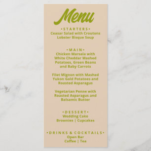 Moderne bunt kühne Funky Fun Einzigartige Hochzeit Menükarte