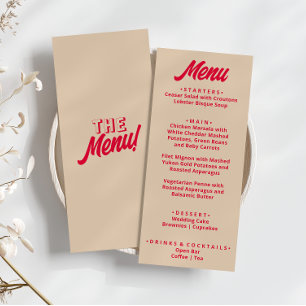 Moderne bunt kühne Funky Retro Einzigartige Hochze Menükarte