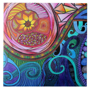 Moderne bunte abstrakte Kunst Fliese