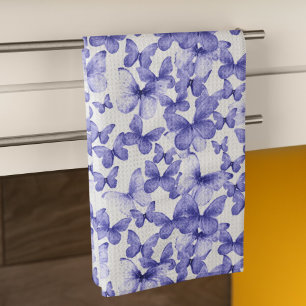 Moderne bunte blaue Schmetterlinge Geschirrtuch