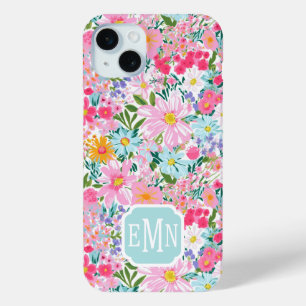 Moderne Bunte Blumengarten-Monogramm Case-Mate iPhone Hülle