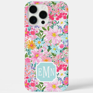 Moderne Bunte Blumengarten-Monogramm iPhone 16 Pro Max Hülle