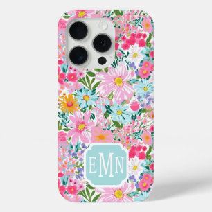 Moderne Bunte Blumengarten-Monogramm Case-Mate iPhone Hülle