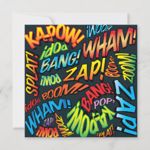 Moderne bunte Comic-Sound-Effekte Einladung