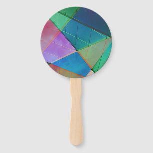 Moderne, bunte Dreiecke, trapezische Formen Kunst Fächer