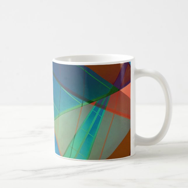Moderne, bunte Dreiecke, trapezische Formen Kunst Kaffeetasse (Rechts)