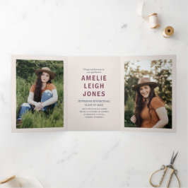 Moderne bunte Graduiertenparty Dreifach Gefaltete Einladung