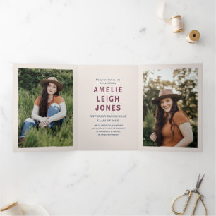 Moderne bunte Graduiertenparty  Dreifach Gefaltete Einladung