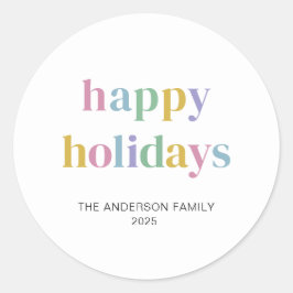 Moderne bunte Happy Holidays Trendy Runder Aufkleber