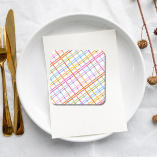 Moderne bunte Karo-Baby-Shower-Themene Rechteckiger Pappuntersetzer