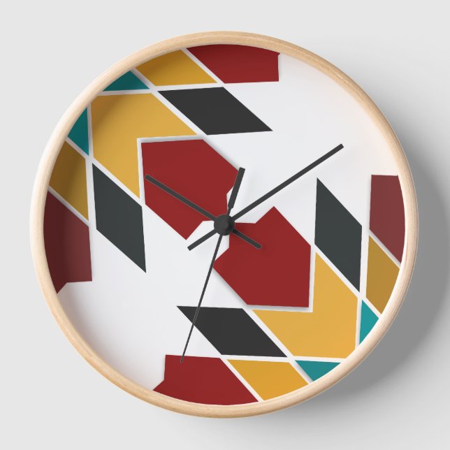 Moderne bunte marokkanische Fliesen Wall Clock Uhr (Vorderseite)