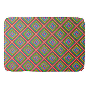Moderne, bunte quadratische geometrische Muster Badematte