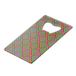 Moderne, bunte quadratische geometrische Muster Gr Geldbeutel Flaschenöffner