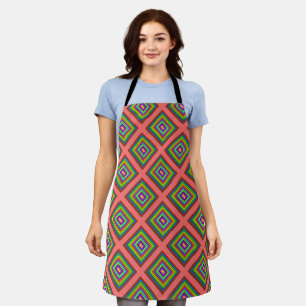 Moderne, bunte quadratische geometrische Muster Schürze