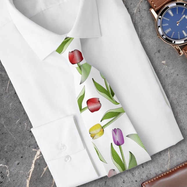 Moderne bunte Tulpenblume Krawatte (Von Creator hochgeladen)