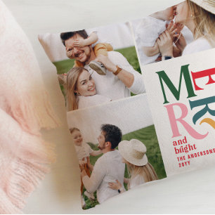 Moderne, bunte Typografie mit mehreren Fotos einzi Kissen