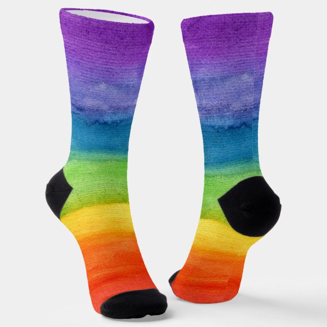 Moderne bunte Wasserfarbmuster Socken (Gewinkelt)
