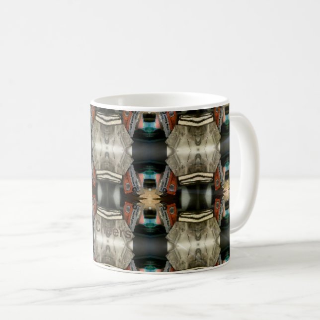 Moderne Burg Braun/Grau Muster Kaffeetasse (VorderseiteRechts)