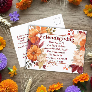 Moderne Burgund Floral Friendsgiving Einladung