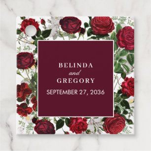 Moderne Burgund Floral Wasserfarbe Elegante Hochze Geschenkanhänger