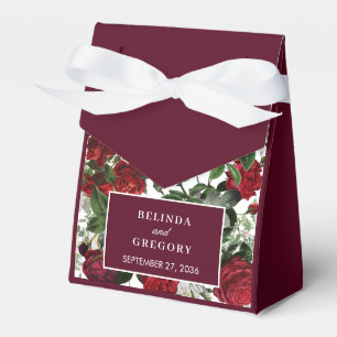Moderne Burgund Floral Wasserfarbe Elegante Hochze Geschenkschachtel