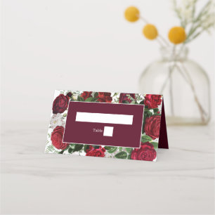 Moderne Burgund Floral Wasserfarbe Elegante Hochze Platzkarte