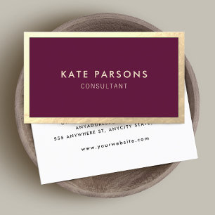 Moderne Burgund Gold Border Business Card Visitenkarte