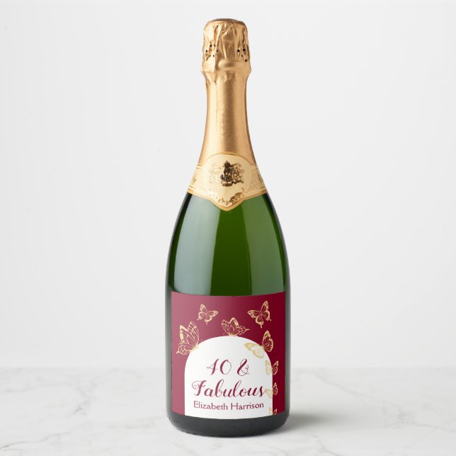 Moderne Burgund Gold Schmetterlinge fabelhaften Ge (Vorderseite)