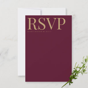Moderne Burgund & Gold UAWG Wedding Card RSVP Karte