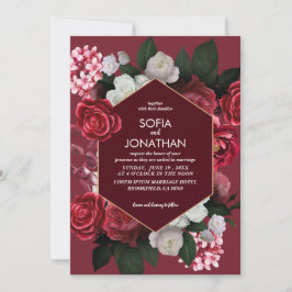 Moderne Burgund Maroon Rustikale Hochzeit im Herbs Einladung