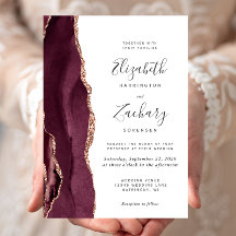 Moderne Burgund Rose Gold Agate Hochzeitseinladung