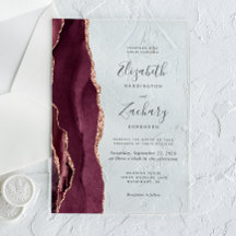 Moderne Burgund Rose Gold Agate Wedding