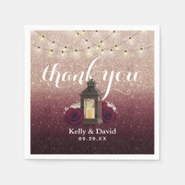 Moderne Burgund Rose Gold Ombre Lantern Wedding Serviette