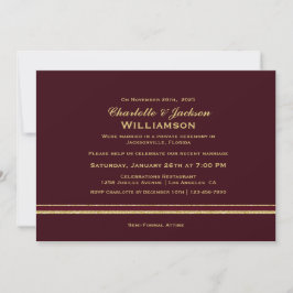Moderne Burgund und Gold einfache Hochzeitsempfehl Einladung