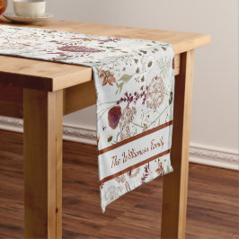 Moderne Burgund-Wildblumen | Elegant Boho Floral Kurzer Tischläufer