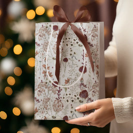 Moderne Burgund-Wildblumen | Elegant Boho Floral Mittlere Geschenktüte