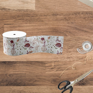 Moderne Burgund-Wildblumen   Elegant Boho Floral Ripsband