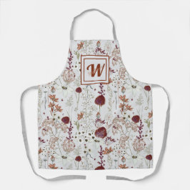 Moderne Burgund-Wildblumen | Elegant Boho Floral Schürze