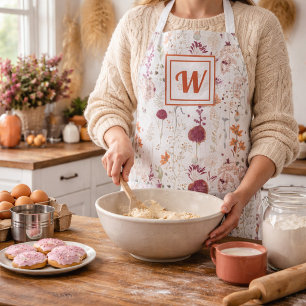 Moderne Burgund-Wildblumen   Elegant Boho Floral Schürze