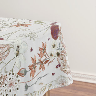 Moderne Burgund-Wildblumen Elegant Boho Floral Tischdecke