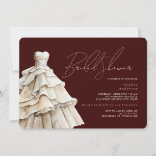 Moderne Burgunder-Beige-Hochzeitskleid Brautparty Einladung