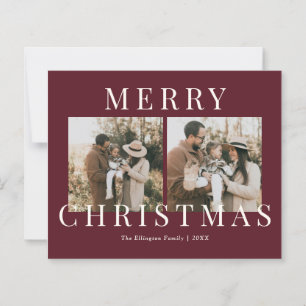 Moderne Burgunder Elegante Foto-Weihnachtskarte