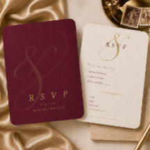 Moderne Burgunder-Gold-Hochzeits-RSVP