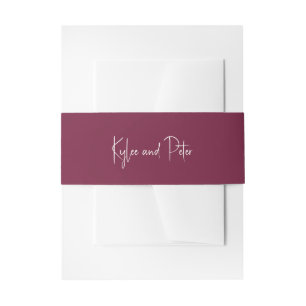 Moderne Burgunder Handschrift Elegante Hochzeit Einladungsbanderole