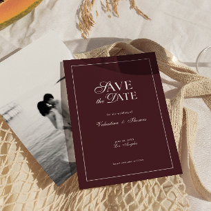 Moderne Burgunder-Hochzeit - Save the Date Einladung