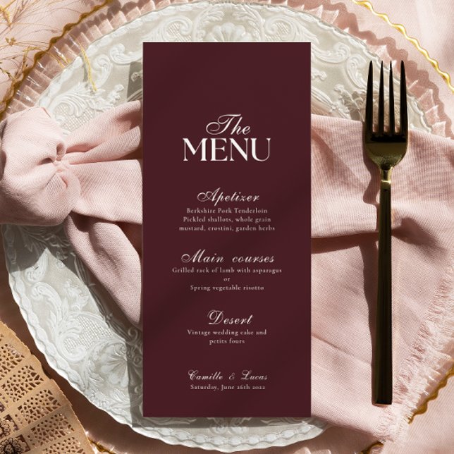 Moderne Burgunder-Hochzeitsmenü (Von Creator hochgeladen)