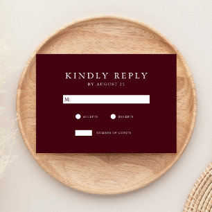 Moderne Burgunder Minimalistische Hochzeit RSVP Karte