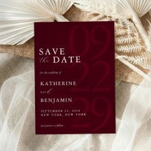 Moderne Burgunder Minimalistische Hochzeit
