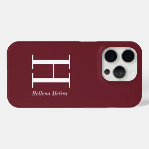 Moderne Burgunder-Monogramm-Name Case-Mate iPhone Hülle