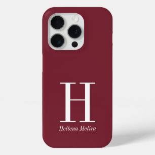 Moderne Burgunder-Monogramm-Name Case-Mate iPhone Hülle